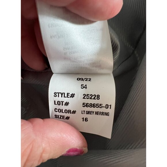 Lauren Ralph Lauren Womens Gray Herringbone Wool-Blend Coat W/ Button Closure & - Picture 9 of 12